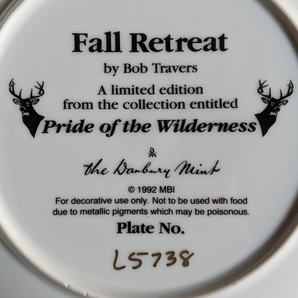 Vintage 1992 Fall Retreat, Pride of the Wilderness, plate by Bob Travers - Picture 5 of 9